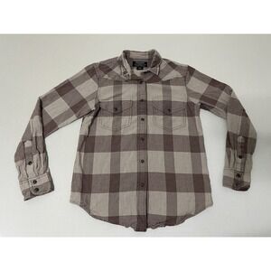 CC Filson Pioneer Shirt Womens S Western Pearl Snap Brown Plaid Rodeo